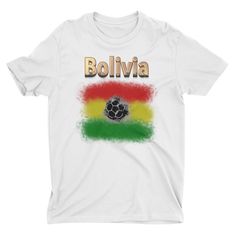 - Custom Bolivia Soccer T Shirt: This soccer tshirt features a Bolivia graphic on the front, and you can also customize the back with your own name and number! It is perfect for any Bolivia fan for either watching your favorite team or playing in a tournament with your team. - Comfortable Combed Cotton Material: Our Bolivia shirts are made with combed cotton, giving you a comfortable feel and fit. They also feature side seams, which provide a structured fit and are perfect for both men and women White Sports Fan T-shirt With Custom Print, Sports Fan T-shirt With Custom Print, Sports Fan T-shirt With Sublimation Print And Crew Neck, White Sports Fan Shirt With Graphic Print, Custom Print T-shirt For Fans, White Graphic Print Sports Fan Shirt, White Sublimation Print Sports Fan T-shirt, White Custom Print Sports Fan T-shirt, Sports Fan Shirt With Sublimation Print