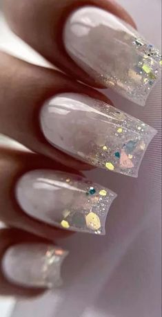 Sequin Nails, Nagel Design, Fancy Nail Art, Nails With Glitter, Encapsulated Nails, Makeup Nails Designs, Fake Nails Designs, Retro Nails, Wedding Nail