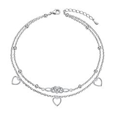 PRICES MAY VARY. Cletic knot anklet bracelet was made of pure S925 sterling silver dainty but much more durable and strong than other material.Handpicked cz stone make it more spakling and eyecatching. Celtic knot charm layer with simple beaded chain save you time and money to match anklets,suitable for daily and summer beach dress. Length: 9 inches with 2(9-11) inches extender can adjust to your size,fastened with a sterling silver lobster clasp. An easy way to measure your ankle is to wrap a s Anklets Jewelry, Anklet For Women, Anklets For Women, Beaded Heart, Light Jewelry, Ankle Bracelet, Broken Chain, Anklet Bracelet, Layered Bracelets