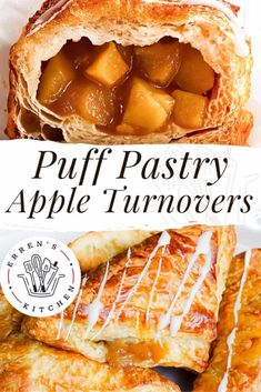 puff pastry apple turnovers with text overlay