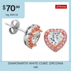 Included: 1 Earring Stud(s)Features: Quick ShipEarring Back: FrictionSetting: ProngShape: HeartStone Cut: HeartStone Millimeter Measurement: 6 Mm WidthMetal Color: RoseEarring Length: 9.9mmEarring Width: 9.4mmCare: Wipe CleanStone Type: 38 Cubic ZirconiaEarrings Style: Stud EarringsMetal: 14k Gold Over SilverCountry of Origin: Imported Earring Stud, Heart Stud Earrings, Earrings Stud, Heart Studs, Heart Earrings Studs, Cubic Zirconia, Stud Earrings, Silver, Gold