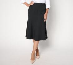 Make this timeless twill skirt your go-to pick when you're in need of a look that's polished, pretty, and refined. Complete the outfit with a button-front blouse, cardigan, and pumps, then head to the office or the social gathering in style. From Isaac Mizrahi Live!TM. Formal Office Lady Skirt For Fall, Formal Fall Office Lady Skirt, Chic Semi-formal Spring Pencil Skirt, Elegant Fall Skirt For Workwear, Elegant Semi-formal Fall Skirt, Classic Stretch Pleated Skirt, Formal Stretch Skirt For Fall, Semi-formal Lined Skirt For Fall, Fall Semi-formal Lined Skirt