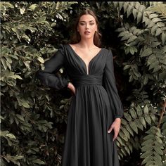 Very Beautiful For Any Formal Occasions. Long Sleeve Bridesmaid Dress, Long Sleeve Chiffon Dress, Cinderella Divine, Evening Dresses With Sleeves, Unique Prom Dresses, Chiffon Evening Dresses, Long Bridesmaid Dress, Chiffon Gown, Chiffon Long Sleeve