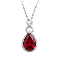 Features The Pear Ruby Sterling Silver Halo Necklace Pendant feature a classic and stylish design style suitable for any occasion. Made all by hand! It truly deserves a spot in every jewelry collection. Beautifully crafted, this style is sure to become a treasured keepsake. Each Ruby used for our jewelry was carefully Formal Pear-shaped Gemstone Necklaces, Formal Pear-shaped Gemstone Necklace, Formal White Gold Jewelry With Large Pendant, White Gold Necklace With Large Pendant For Anniversary, Elegant Teardrop Gemstone Necklaces, Formal Fine Jewelry Necklace With Large Pendant, Fine Jewelry Necklaces With Jewels For Anniversary, Elegant Gemstone Jewelry With Teardrop Pendant, Elegant Teardrop Pendant Gemstone Jewelry