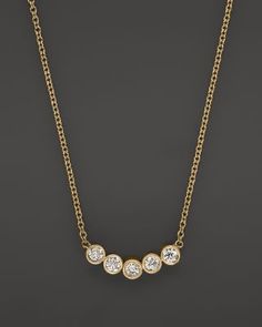 Zoë Chicco 14K Yellow Gold Delicate Five Diamond Necklace, 16" | Bloomingdale's Diamond Necklace Simple, Diamond Circle Necklace, Floating Diamond Necklace, Diamond Heart Pendant Necklace, Dainty Diamond Necklace, Zoe Chicco, Bridal Fashion Jewelry, Solitaire Pendant Necklace, Heart Necklace Diamond