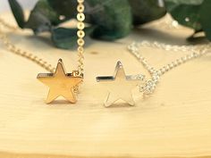 "Beautiful Star Necklace. They are 16\"-18\" long, adjustable length. Available in tone silver and gold. These are beautiful and the shiny. Perfect for a BFF matching necklace or a special gift to someone. Made of alloy and other materials. As all jewelry avoid the direct contact with water, perfume, lotions or any type of chemicals. ** to cleaned use a cloth and just rub the piece gently.  we do offer discounts if you purchasing more than 3." Star-shaped Charm Necklace With Adjustable Chain For Gifts, Adjustable Star Charm Necklace For Gift, Bff Matching, My Star, Necklace Accessories, Bff Gifts, Lucky Star, Star Jewelry, Best Friend Gift