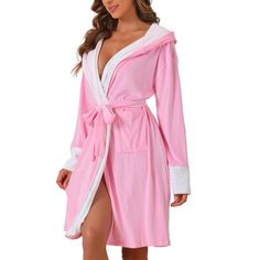 Designed with two pockets, this robe allows you to put small things in your pocket or warn your hand in the pockets. This hooded plush bathrobe, designed with the soft and comfortable fluffy plush, allows you to enjoy the cloud-like touch and enjoy a comfortable leisure time. It is suitable for wearing on various leisure occasions and is a thoughtful gift for relatives, lovers and friends. Soft Robes, One Piece Clothing, Spa Headband, Flannel Women, One Piece Pajamas, Leisure Time, Women's Cover Up, Gingham Check, Pretty Pastel