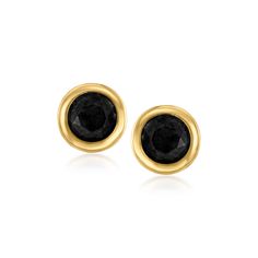 Ross-Simons - Bezel-Set Onyx Stud Earrings in 10kt Yellow Gold. Canaria fine jewelry. Perfect for everyday wear, these genuine 10kt gold wardrobe essentials are fashionable, fun and designed to last a lifetime. Strong and durable, our collection of gold classics is always a great value. Punctuate any outfit with this bold pair of 4mm bezel-set round onyx stud earrings. Set in polished 10kt yellow gold. Post/clutch, bezel-set onyx stud earrings. Gold Wardrobe, Premium Outlets, Yellow Gold Jewelry, Affordable Luxury, Fine Jewellery Earrings, Bezel Setting, Earrings Set, Type 1, Black Onyx