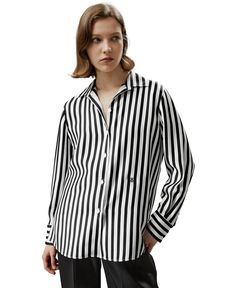 in stock Strip Design, Plain White T Shirt, Natural Protein, Stripe Silk, Bold Stripes, Silk Material, Silk Twill, Shirt For Women, Silk Shirt