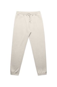 Men's Ecru Stencil Track Pants Beige Athleisure Pants With Elastic Waistband, Beige Relaxed Fit Athleisure Bottoms, Beige Relaxed Fit Sweatpants, Beige Relaxed Fit Comfortable Sweatpants, Beige Comfortable Relaxed Fit Sweatpants, Sporty Beige Cotton Joggers, White Relaxed Fit Sweatpants For Jogging, Sporty Relaxed Fit Beige Bottoms, Beige Cotton Sporty Joggers