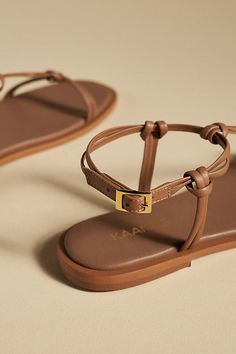 Leather upper, insole Polyurethane sole Buckle styling Imported | Allen Naked Sandals by Kaanas in Beige, Women's, Size: 7, Leather/Polyurethane at Anthropologie Square Toe Sandals, Trendy Sandals, Brown Sandals, Slingback Sandal, Thong Sandals, Strappy Sandals, Beige Color, Black Sandals, Womens Sandals