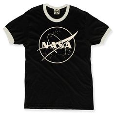 Show some love for NASA in this short-sleeve, ringer t-shirt featuring a minimalistic take on NASA’s Meatball logo. Hank Player is proudly made in Los Angeles, California with the finest quality materials. Each garment will have a weathered, worn-in feel after the first wash. Printed with Oeko-Tex Standard 100 certified ink, each item will have slight variations in color and print creating Hank Player’s one-of-a-kind look. Our tees are a fitted style, please order one size larger for a looser fi Band Logo Crew Neck T-shirt, Unisex Band Logo T-shirt Crew Neck, Band Logo T-shirt With Crew Neck, Vintage Cotton Crew T-shirt, Vintage Cotton Crew Neck T-shirt, Retro Cotton Crew Top, Unisex Cotton T-shirt With Band Logo, Tri-blend T-shirt With Band Logo And Crew Neck, Tri-blend Crew Neck T-shirt With Band Logo