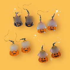 ~*Super cute cartoon halloween earrings*~  ♡  Metal enamel character charms ~ please note: there may be some slight imperfections in the paint  ♡ Gold colour 925 sterling silver hooks; please see my add-on listings for alternatives including clip-ons! ✨  I ship within 3 - 5 working days unless otherwise stated. All items will be sent first class (or tracked if you are not in the UK), if you prefer second class / standard shipping please message me. If your order is a gift or you require faster dispatch, please send me a message before ordering and I'll do my best to accommodate!  Please leave me a positive review if you like your items, and in the rare instance there is a problem please do message me before leaving a review so we can resolve.  Thank you for looking. Please find me on insta Cute Halloween Party Jewelry, Cute Halloween Earrings For Pierced Ears, Playful Halloween Earrings As A Gift, Playful Halloween Earrings For Gift, Playful Halloween Earrings For Gifts, Fun Halloween Dangle Earrings, Spooky Halloween Ear Wire Earrings, Cute Orange Earrings For Halloween, Halloween Spooky Ear Wire Earrings