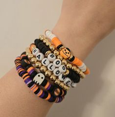 Super fun stack bracelets for Halloween~Elastic string beaded can be wore for different sizes. Set of 7. Trendy Beaded Bracelets For Halloween Gift, Kids Halloween Party, Stack Bracelets, Halloween Bracelet, Halloween Beads, Strung Beads, Bracelets Set, Women Halloween, Kids Halloween