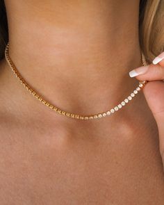 Gold Plated Crystal Tennis Choker Length of Choker: approx. 14.5 inches Black Dress Accessories, Choker Gold, Tennis Necklace, Gold Choker, Women's Jewelry And Accessories, Classic Gold, Christmas Earrings, Jewelry Inspo, Bracelet Gift