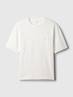 Heavyweight Relaxed Fit Pocket T-Shirt | Gap Gap Everyday Crew Neck T-shirt, Gap Summer T-shirt For Everyday Wear, Gap Casual Relaxed Fit T-shirt, Gap Short Sleeve T-shirt For Streetwear, Gap Summer Streetwear T-shirt, Gap White Graphic Tee T-shirt, White Gap Graphic Tee, White Graphic Tee By Gap, Gap Casual T-shirt With Relaxed Fit