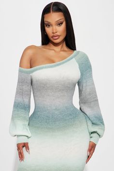 Available In Green. Sweater Midi Dress One Shoulder Long Balloon Sleeves Length=45" Disclaimer: Due To The Specialized Wash. Each Garment Is Unique. 40% Acrylic 60% Polyester Imported | Shyanne Sweater Midi Dress in Green size 3X by Fashion Nova