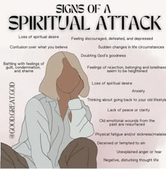 a poster with the words signs of a spiritual attack on it's back side