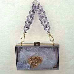 Acrylic Clear Transparent Box Clutch/Crossbody Bag - Acrylic Hardcase Clutch - Box Bag - Snap Closure - The Bag Is Equipped With 2 Chains: * Resin Chunky Chain (42cm Acrylic Chain) *Gold Chain Strap (120cm Hardware Chain) Which Can Be Used As A Shoulder Bag, Handbag, Messenger Bag, Clutch, Etc. Dimensions: 7.1*1.9*4.3 Inches Rectangular Clear Shoulder Bag For Gift, Clear Rectangular Shoulder Bag For Gift, Clear Rectangular Shoulder Bag Gift, Rectangular Box Bag With Chain Strap As Gift, Square Bag With Clear Strap Gift, Clear Clutch Bag As Gift, Clear Rectangular Shoulder Bag For Evening, Evening Bag With Clear Strap And Rectangular Shape, Rectangular Evening Bag With Clear Strap