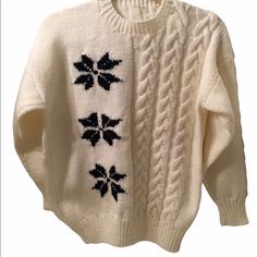 Beautiful Custom Snowflake Ski Sweater In Pristine Condition. Never Worn. 20 1/2” Bust Width. 23” Length. Cable Detailing On Front, Back And Sleeves. Ski Sweater, Colorful Sweaters, Skiing, Blue White, Color Blue, Sweaters For Women, Cable, Blue And White, Women Shopping