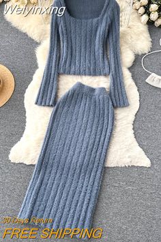 Shipping: Worldwide Express Shipping AvailableDelivery time: 🚚7-15Days Fast ShippingReturns: Fast refund,💯100% Money Back Guarantee. Winter Long Sleeve Knit Sets, Winter Knit Long Sleeve Sets, Stretch Long Sleeve Winter Set, Winter Ribbed Stretch Sets, Ribbed Stretch Winter Sets, Stretch Ribbed Winter Set, Ribbed Stretch Sets For Winter, Cozy Fitted Winter Sets, Cozy Fitted Sets For Winter