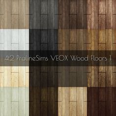 four different wood floors with the words, 42 praliens vdx wood floors