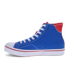 Step up your game with these retro-inspired high-top sneakers. The classic canvas uppers are paired with a durable rubber toe to keep your feet relaxed and to give a stylish nod to our athletic roots. The old-school stitching and bold color blocks give nostalgic vibes and elevated style to any casual look; pair those details with the iconic Starter logo, and you’ll be at peak performance any day of the week. But looking great is only part of the game; these men’s shoes go the extra mile in comfo Sporty Cotton Skate Shoes With Rubber Sole, Casual High-top Cotton Skate Shoes, Blue High-top Sneakers With Rubber Heel Cap, Retro High-top Sneakers With Vulcanized Sole For Sports, Blue Canvas High-top Sneakers With Gum Sole, Canvas High-top Sneakers For Sports With Round Toe, Cotton Sneakers With Gum Sole For Sports, Blue Cotton Sneakers With Gum Sole, Canvas High-top Sneakers With Rubber Toe Cap