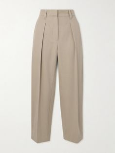 Brunello Cucinelli's pants are tailored from cotton and wool-blend twill in a cropped, tapered silhouette. They're pleated at the front for extra shape and have a high waist that calls for one of the label's leather belts. Tapered Pants, Pants Straight, Leather Belts, Brunello Cucinelli, Business Fashion, Jeans Dress, Cropped Pants, Bottoms Pants, Women Collection