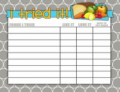 i tried it sign up sheet with food items in blue and white circles on grey background