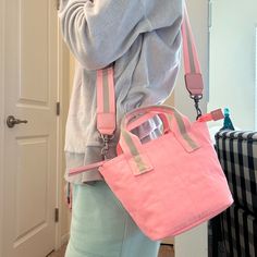 Pink Nwt Broad Body Bag Can Be Worn Several Different Ways Spring Trendy Canvas Bag With Adjustable Strap, Trendy Spring Crossbody Canvas Bag, Spring Bucket Shoulder Bag With Zipper, Spring Shoulder Bucket Bag With Zipper, Casual Pink Satchel, Pink Casual Bucket Bag For Everyday Use, Pink Casual Bucket Bag For Everyday, Casual Pink Bucket Bag For Everyday, Casual Pink Everyday Bucket Bag