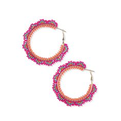 PRICES MAY VARY. They're not your grandma's crochet, but she'd totally approve. These handwoven seed bead earrings offer a funky fresh take on the most classic shape – the hoop! We also added lever-back closures which means one less back to drop down the sink. You're welcome. Style tip: Hot pink and orange are true powerhouse colors. We recommend reaching for these bold and bright hoops when you want to add a bit of va-va-voom to your 'fit. Hoops with Attitude: Eve Angles don't play by the style Boho Hoop Earrings, Va Va Voom, Beads Earrings, Hoops Earrings, Leverback Earrings, Beaded Hoop Earrings, Beaded Hoops, Beaded Fringe, You're Welcome