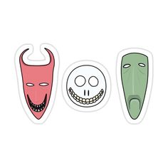 three different masks stickers on a white background