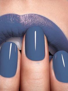 Bright Neutral Nails, Blue Nail Color Ideas, Dark Nail Colors, Nail Paint Shades, New Nail Colors, Nail Coat, Her Nails, Blue Nail Polish, Blue Nail