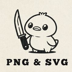 an angry bird holding a knife with the word png & svg on it