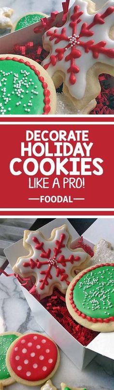 decorated holiday cookies like a pro with text overlay