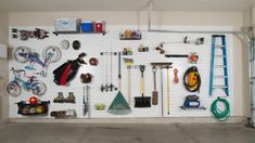 Slatwall Garage, Garage Wall Organizer, Folding Workbench, Garage Floor Paint, Wall Style, Small Garage, Garage Remodel, Affordable Interior Design, Garage Work Bench