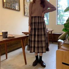 Material: Cotton, Polyester S: Waist 56-76cm/ Length - 69cm M: Waist 58-80cm/ Length - 70cm L: Waist 60-84cm/ Length - 71cm XL: Waist 62-88cm/ Length - 72cm Wool Skirt Outfit Winter, Wool Skirt Outfit, Style Inspo Winter, Cottagecore Aesthetic Clothes, Thrift Manifestation, Pleated Plaid Skirt, Germany Trip, Plaid Skirt Outfit, Academia Outfits