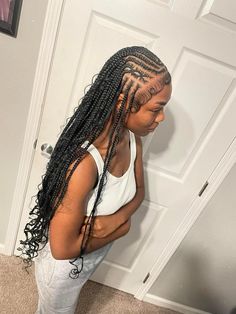 Bohemian Fulani Braids With Curls, Funali Braids, Hairstyles For Ladies, Fest Outfits