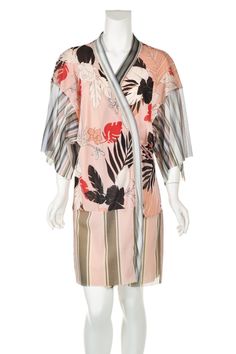 FUZZI "Sunrise Pink" Mesh Kimono/Duster/Cover Up/Dress SZ Small NWT Retail $540 Summer Evening Silk Kimono, Silk Kimono For Evening And Summer, Chic Evening Kimono For Summer, Chic Evening Summer Kimono, Mesh Kimono, Kimono Duster, Cover Up Dress, Modern Luxury, Right Side