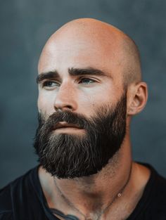 Bald Men Styles, Bald With Mustache, Shaved Head And Beard, Medium Length Beard, Beard Styles For Bald Men, Styles For Bald Men, Boys Beard Style, Shaved Head Styles, Bald Beard