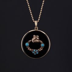 This one of a kind piece was originally a 14k gold antique pin (circa 1840-1850) that our jeweler riveted onto a flat piece of onyx and transformed into a pendant. The hand atop the onyx holds a garland accented with a turquoise and ruby forget-me-not flower.  The piece measures 1.3 inches from the top of the bail to bottom by 1 inch wide, and it is in great condition. We are providing the option to purchase the pendant with or without the 18.5 inch, 14k gold chain depicted in the photos. We hav Forget Me Not Flower, Antique Pins, Jewelry Post, Forget Me Not, Antique Shops, Chain Pendants, Jewelry Findings, Gold Pendant, Gold Chain