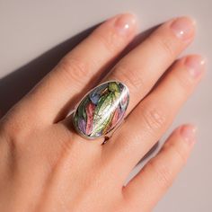 Enamel Silver Ring. Sterling Silver. Cloisonne Enamel Ring. - Etsy Autumn Handmade, Cloisonne Enamel, Enamel Ring, Silver Enamel, Ring Sterling Silver, Art Jewelry, Authors, Jewelry Art, Statement Rings