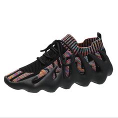 Women Breathable Sneakers Trendy Black Breathable Sneakers, Black Sneakers For Spring Streetwear, Sporty Black Sneakers For Spring, Black Sneakers With Laces For Summer, Summer Black Sneakers With Laces, Black Summer Sneakers With Laces, Black Running Sneakers For Summer, Trendy Multicolor Outdoor Sneakers, Black Running Sneakers For Spring