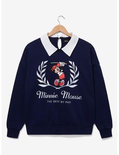 Disney Minnie Mouse Golf Collared Women's Crewneck - BoxLunch Exclusive | BoxLunch Disney Golf, Disney Box, Pink Crew Neck Sweater, Mickey Sweatshirt, Golf Collection, Golf Sweaters, Playing Golf, Disney Sweaters, Womens Crewneck