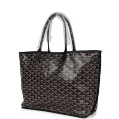 This Goyard Black Anjou PM Bag is in Goyardine Canvas with palladium hardware, tonal stitching, black Chevroches Calfskin lining, and a detachable black coin purse.This bag is reversible.Origin: FranceCondition: New and never wornAccompanied by: Goyard dustbag, retail UPC, removable pouchMeasurements: 18.5" x 11" x 5.9" ; 7.5" shoulder strap Luxury Shoulder Bag With Gunmetal Hardware And Double Handle, Luxury Everyday Bags With Leather Handles And Coated Canvas, Black Bags With Palladium Hardware For Everyday Luxury, Everyday Luxury Coated Canvas Shoulder Bag With Dust Bag, Luxury Everyday Coated Canvas Tote Shoulder Bag, Black Luxury Everyday Bag With Leather Lining, Black Large Capacity Monogram Canvas Bag, Black Monogram Canvas Top Handle Bag, Luxury Coated Canvas Bag With Palladium Hardware