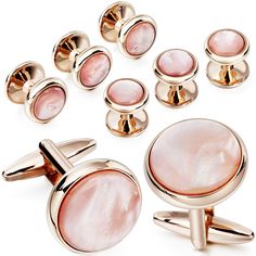 PRICES MAY VARY. Romantic Mother of Pearl Match with Rose Gold Tone, Stylish Studs and Cuff Links Set for Men Tuxedo. Cuff Links Set: 18X5mm, Studs Size: 11X4mm, Set Weight: 36.3g, Package: A Black Box (6 studs) . When Attending Important Occasion, Business. Party,Wedding,Banquet, This Cufflinks and Studs Set Will Bring You a Sharp Look Best Gentleman Gift for Groom, Best Man, Father of Bride. Christmas Gift. Long Time Warranty: 90-Day Money Back Guarantee or Exchange If You Are Not Satisfied Or Classic Gold Cufflinks For Party, Classic Rose Gold Cufflinks For Formal Occasions, Rose Gold Cufflinks For Formal Occasions, Rose Gold Formal Cufflinks, Elegant Rose Gold Cufflinks For Wedding, Men Tuxedo, Shirt And Dress, Tuxedo Studs, Pearl Cufflinks