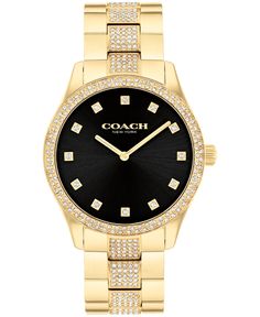 in stock Luxury Gold Coach Watch Accessories, Coach Timeless Gold Watch, Coach Watch With Diamond Hour Markers, Coach Watches With Diamond Hour Markers And Round Dial, Luxury Coach Watches With Polished Finish, Elegant Coach Watch With Polished Finish, Luxury Coach Watches With Diamond Hour Markers, Crystal Watches, Pick Up