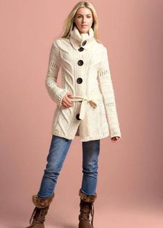 Hand-knitted elegant ladies coat.Warm and witty for every day. Material - 49% wool 51 % acrylic The colors are exemplary When ordering I show a Catalog of yarns in available colors. SIZE XS:  Bust 76-84cm(30-33in),Waist 61-63cm(24-25in), Hip 84-86cm(33-34in),Sleeve length 55-57cm SIZE S:  Bust 84-89cm(33-35in),Waist 63-68cm(25-27in), Hip 86-91cm(34-36in),Sleeve length 55-57cm SIZE M:  Bust 89-94cm(35-37in),Waist 71-76cm(28-30in), Hip 94-99cm(37-39in),Sleeve length 57-59cm SIZE L:  Bust 96-101cm( Long White Cardigan, Patterned Cardigans, Long Sweaters Cardigan, Knit Fashion, Knit Jacket, Cardigan Jacket, Long Cardigan, Long Sweaters, Cardigans For Women