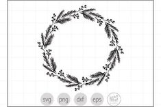 the wreath svg file is shown in black and white