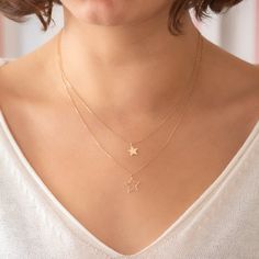 Gold Star Necklace, Tiny Necklace, Star Necklace Gold, 16 Inch Necklace, Mother Daughter Gifts, Pendants Necklace, Layered Necklace Set, Star Pendant Necklace, Evil Eye Necklace